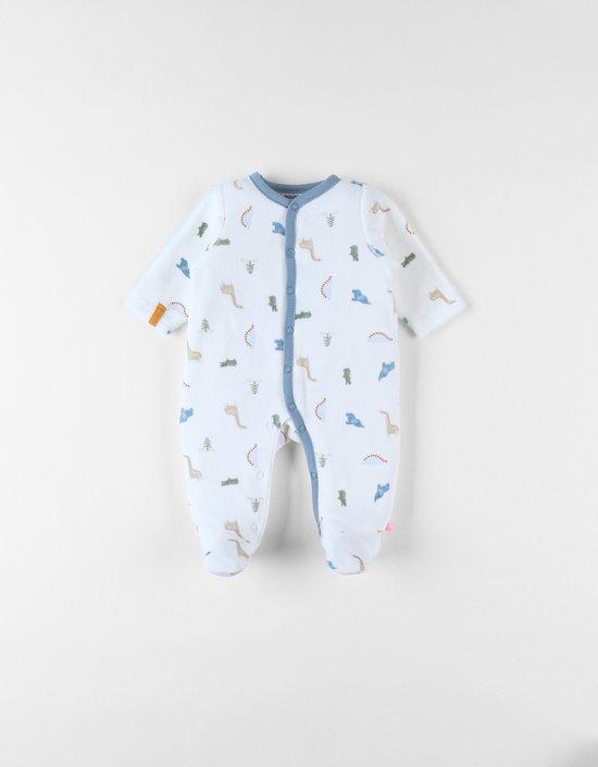 Noukie's Pyjama velours 1 delig ecru jurassic allover 1 maand