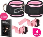 BeautyFit® - 4 delig Fitness Enkelband PRO - inclusief straps - + E-book - professionele Ankle strap - Billen Trainer - Heup Trainer - Roze