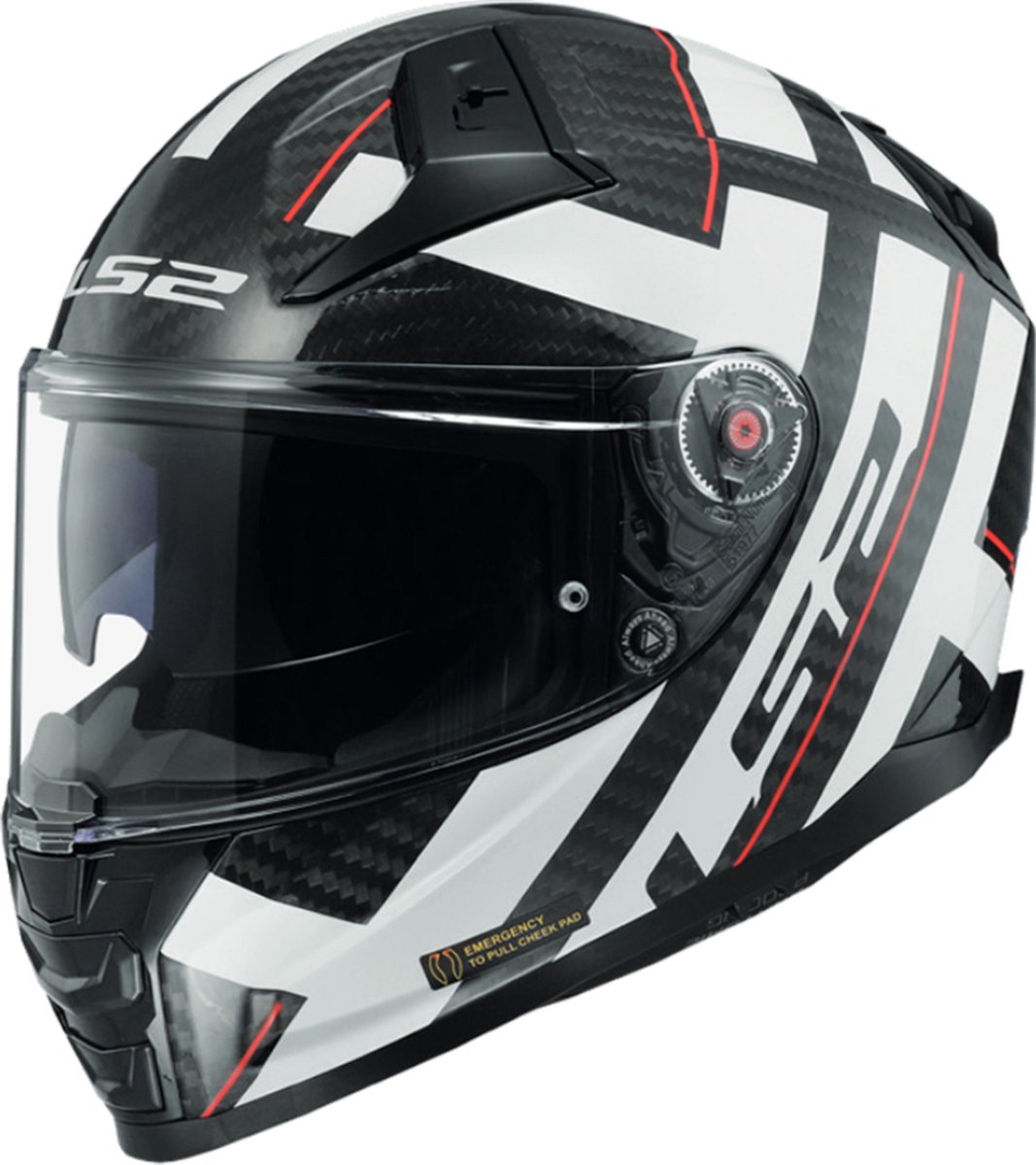 LS2 Helm Vector II Strong FF811 zwart / wit maat L