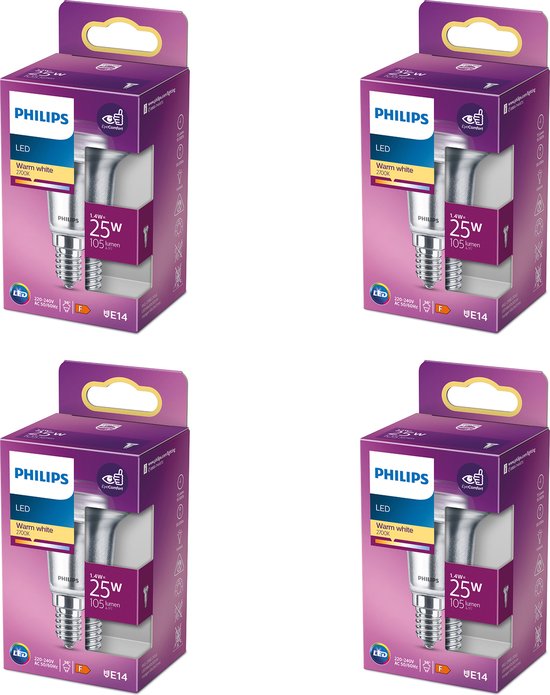 Philips LED Spot - 25 W - E14 - Niet Dimbaar - Warmwit Licht - 4 stuks - Bespaar op je Energiekosten - Voordeelverpakking