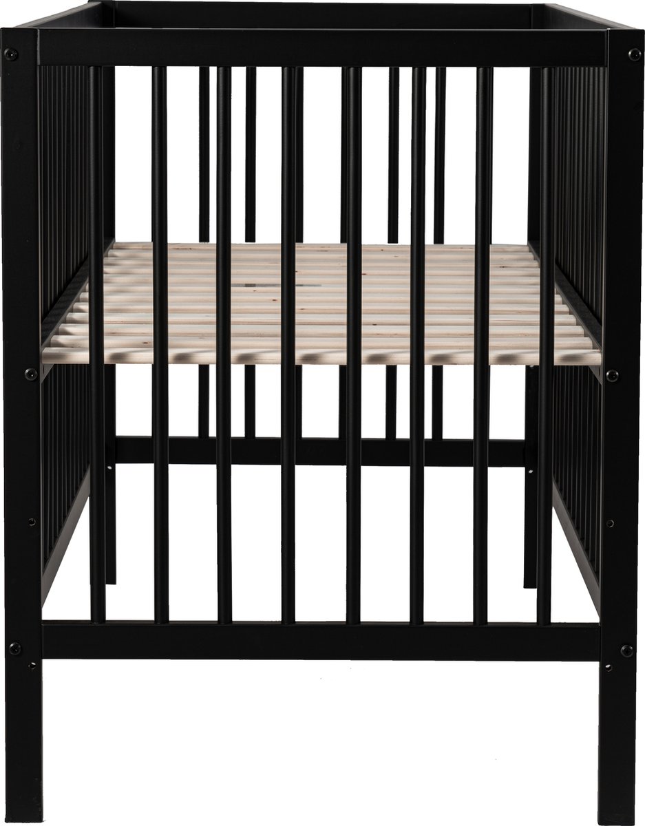 Born Lucky ® Baby Bed / Ledikant Mees 60x120 cm Met Verstelbare Bodem & Massief Hout - Zwart – foto 6