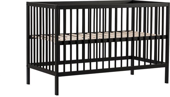 Cabino Baby Bed / Ledikant Mees 60x120 cm Verstelbare Bodem - Zwart