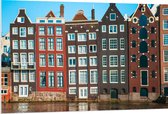 PVC Schuimplaat - Traditionele Grachtenpanden van Amsterdam in Verschillende Kleuren - 120x80 cm Foto op PVC Schuimplaat (Met Ophangsysteem)