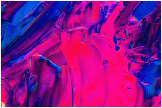 Poster Glanzend – Blauw met Roze Gemixte Tinten - 75x50 cm Foto op Posterpapier met Glanzende Afwerking