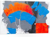 PVC Schuimplaat- Oranje, Rode Blauwe en Grijze Verfvlekken op Witte Achtergrond - 105x70 cm Foto op PVC Schuimplaat