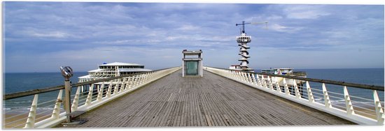 Acrylglas - Scheveningen - Pier - Strand - Hout - Zee - 90x30 cm Foto op Acrylglas (Met Ophangsysteem)