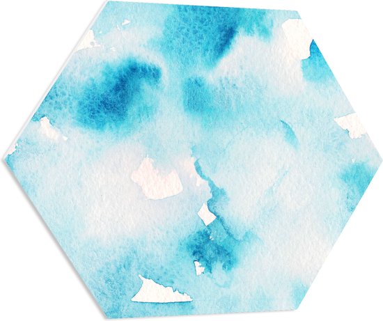 PVC Schuimplaat Hexagon - Blauw met Wit Gemixte Kleuren - 70x60.9 cm Foto op Hexagon (Met Ophangsysteem)