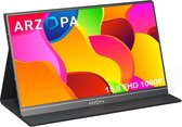 Arzopa Portable Monitor – Draagbare Monitor – 60Hz – Draagbaar Scherm – Speakers – Monitor - Beeldscherm – 15.6 Inch – IPS - Full HD