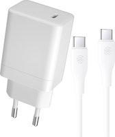 65W Snellader + Lange USB-C naar USB C Kabel - 1 Meter - Super Fast Charge 2.0 - Quick Charge 4.0 - Snellader - Wit - Geschikt voor iP15, Air, Pro, Laptop, GSM, Tablet, Telefoon, Mobiel