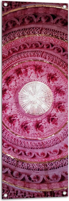 Tuinposter – Roze Cirkels van Verschillende Patronen - 40x120 cm Foto op Tuinposter (wanddecoratie voor buiten en binnen)