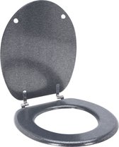 Toiletbril-WCbril- MDF 18 inch zilver glitter-incl bevestigingsmateriaal