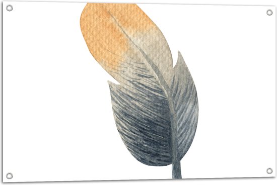 Tuinposter – Tekening van Veer met Bruin en Grijs tegen Witte Achtergrond - 90x60 cm Foto op Tuinposter (wanddecoratie voor buiten en binnen)