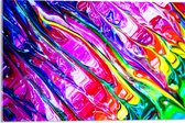 Acrylglas - Mix van Roze, Gele en Groene Verfstrepen - 60x40 cm Foto op Acrylglas (Met Ophangsysteem)