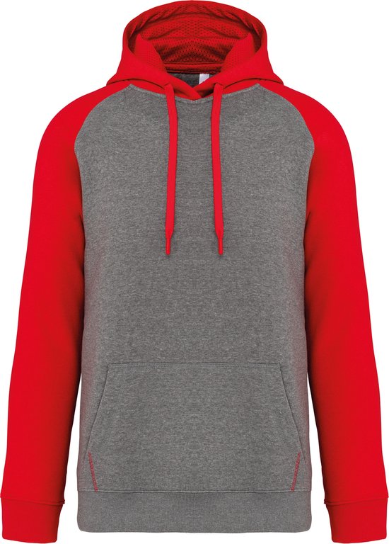 Sweat à capuche bicolore ' Proact' Gris Chiné/Rouge - 3XL