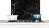 Spatscherm keuken 60x40 cm - Kookplaat achterwand Marmer - Patronen - Zwart - Muurbeschermer - Spatwand fornuis - Hoogwaardig aluminium