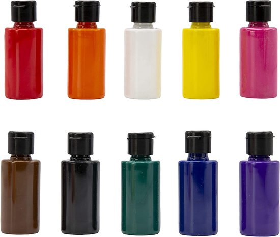 Foto: S dor acrylverf set voor kinderen en volwassenen schoolverf set 10 kleuren elk 40ml houtverf universele verf voor hout steen canvas paaseieren 10x40ml 