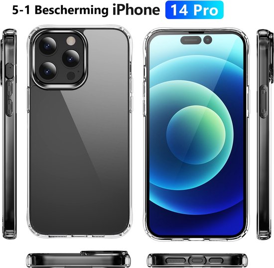 51 bescherming voor iphone 14 en pro Transparant 1x Hoesje 2x Camera...