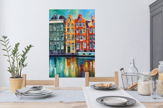 Foto: Muurstickers sticker folie amsterdam olieverf gracht schilderij kunst 60x90 cm plakfolie muurstickers kinderkamer zelfklevend behang zelfklevend behangpapier stickerfolie