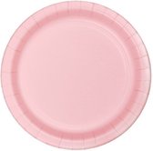 20 kartonnen roze bordjes 18,5cm en 20 roze vorkjes voor geboorte en babyshower