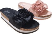 Slipper - Milou - Black - Zwart - Bloemen - Dames - Maat 38