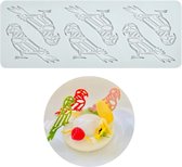 Siliconen fondant, kant, suikerhandwerk, afdrukvorm, eetbare taart, moleculaire keuken, decoratie, 6 gaten papegaai