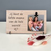 Design407 - Foto Clip Liefste Mama - 24 x 14 cm - Hout - Moeder - Cadeau voor Haar - Moederdag - Verjaardag cadeau - Gift - Cadeautje - Moederdag cadeautje - Cadeau voor mama