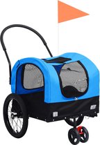 vidaXL - Fietstrailer - en - hondenwagen - 2-in-1 - blauw - en - zwart