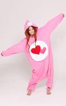 KIMU Onesie Care Bear Pink Hearts - Taille ML - Care Bears Suit Love-a-Lot Costume Bear Costume Bear Jumpsuit Festival