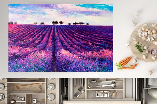 KitchenYeah® Inductie beschermer 81.2x52 cm - Olieverf - Schilderij - Bloemen - Kookplaataccessoires - Afdekplaat voor kookplaat - Inductiebeschermer - Inductiemat - Inductieplaat mat