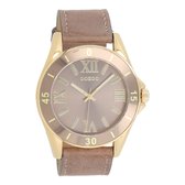 Goudkleurige OOZOO horloge met taupe leren band - C5739