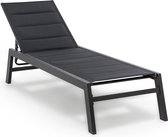 Blumfeldt Renazzo lounge ligstoel - Ligbed voor de tuin - Aluminium tuinstoel - 6 standen - Waterafstotend - Bekleding van 70 % pvc en 30 % polyetheen - Zwart