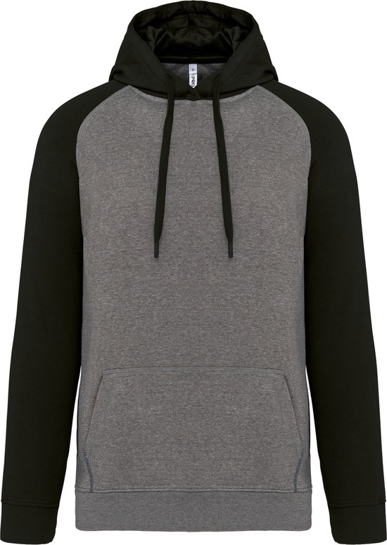Tweekleurige hoodie met capuchon 'Proact' Grey Heather/Black - S