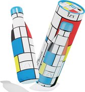 IZY Bottles x Mondrian (Composition) 500ML | Bouteille thermos | Bouteille | Bouteille d'eau | bouteille d'école | Bouteille isolante | Tasse | Gobelet | Froid | Chaud | Bouteille | Retour à l'école | 500 ml