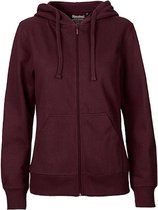 Fairtrade Ladies Zip Hoodie met capuchon Bordeaux - S