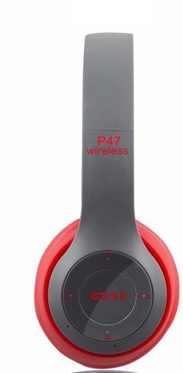 Bluetooth Headset/ Wireless Headphone P47 5.0 + EDR TF card/FM Stereo Radio MP3 player kleur Rood