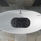 Badmat steenlook, antislip badmat met zuignappen, wasbare antislipmat, 36 x 68 cm, zwart