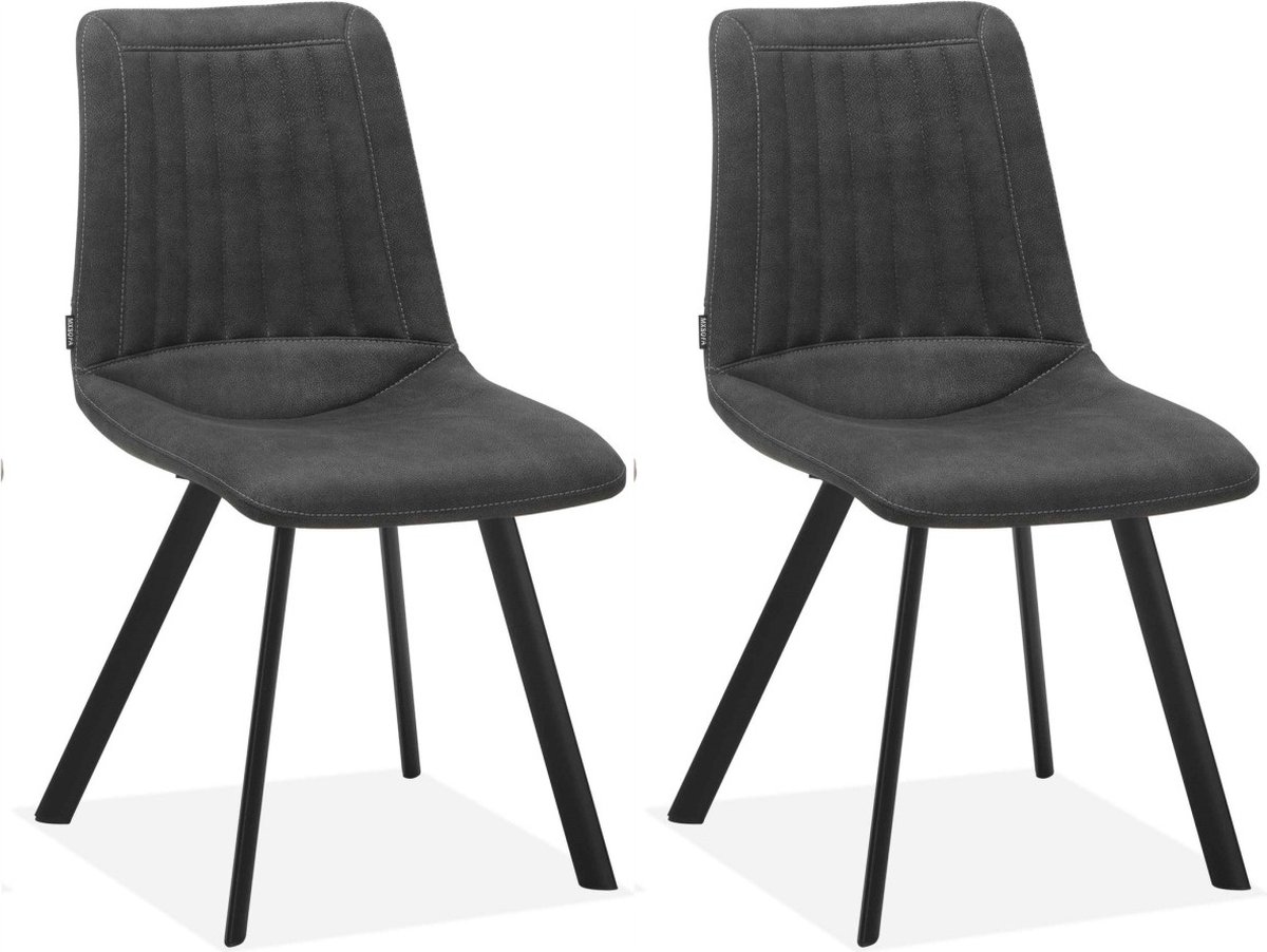Eetkamerstoel Pluto - Antraciet (set van 2 stuks)