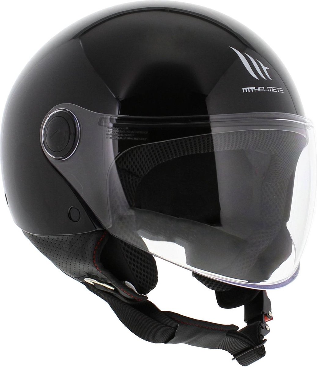 MT Street S helm glans zwart XS - Scooterhelm Brommerhelm
