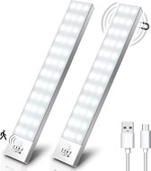 Kastverlichting LED Met Bewegingssensor (2 Pack) - Keukenverlichting - USB Oplaadbaar (inbegrepen) - Draadloos - Magnetisch & Plakbaar - 23 cm - 36 ledlights - 4 standen