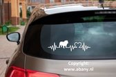 Engelse buldog 3 x – autosticker - sticker voor raam auto deur muur laptop - heartbeat - rashondensticker - hondenlijn – hondenriem - Doglove - Abany quality design