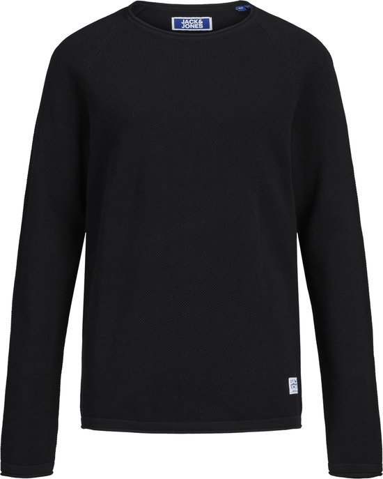 JACK & JONES JUNIOR JJEHILL KNIT CREW NECK JNR Jongens Trui - Black - Maat 140