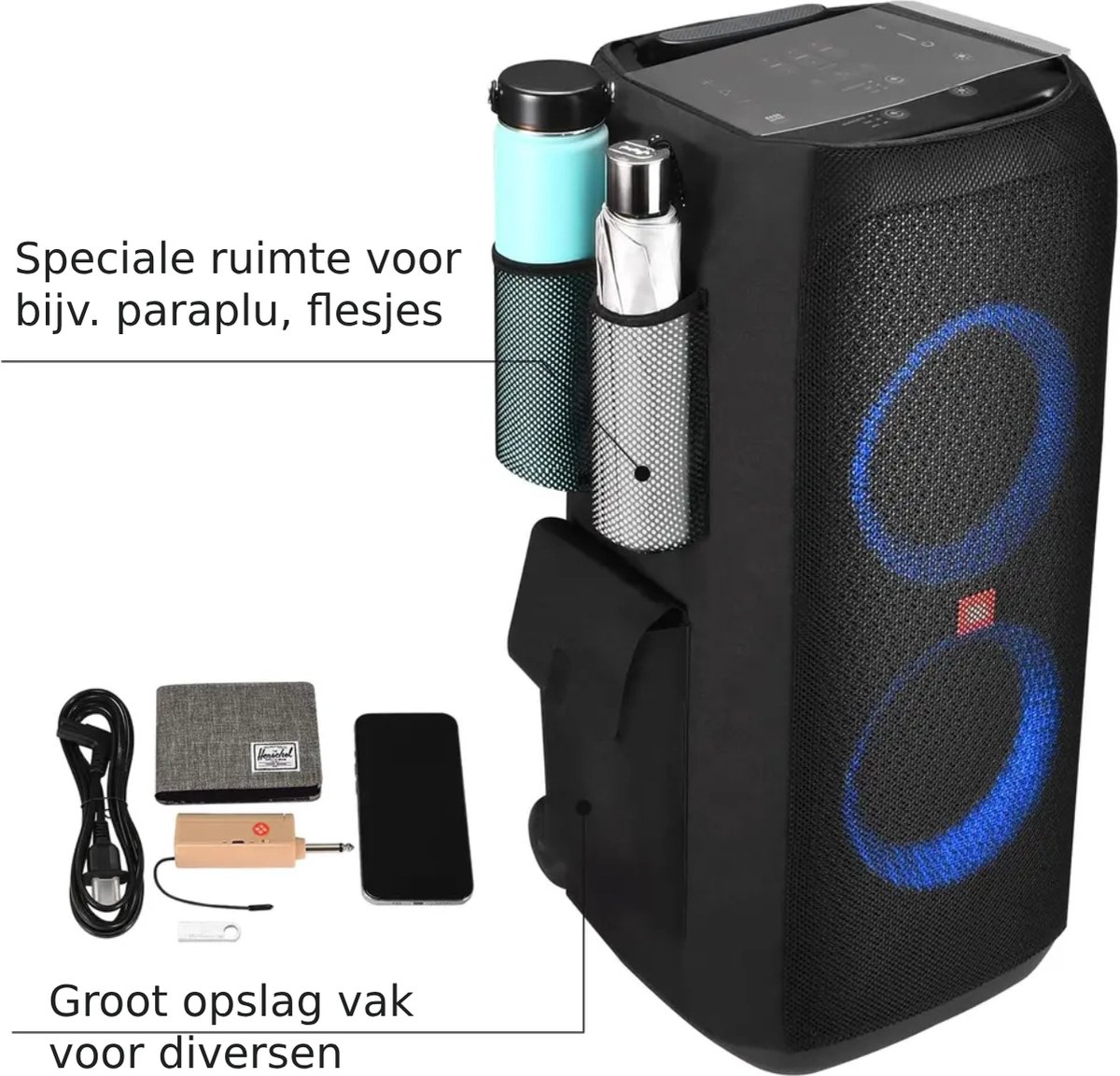 Multifunctionele tas tas voor JBL Partybox 310 draagbare Bluetooth partyluidspreker, waterdicht, ademend, opvouwbaar met zijvakken