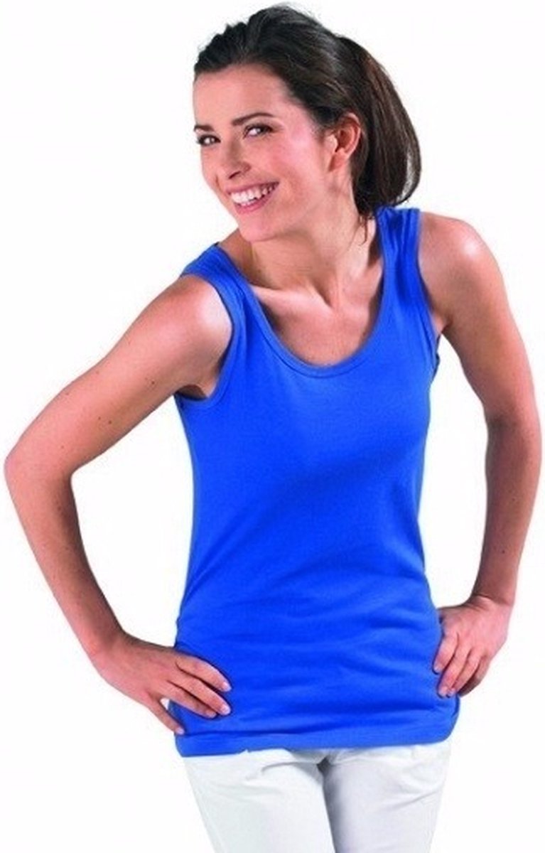 SLIMBELLE Basic tanktop voor dames met geïntegreerde beha, breed, naadloos, zonder beugel, gevoerd hemdje, ronde hals, wit, M