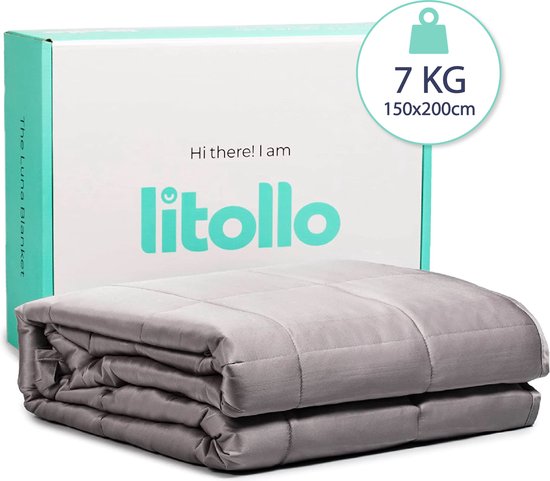 Litollo Verzwaringsdeken 7 kg - Weighted blanket 150x200 cm - Grijs...
