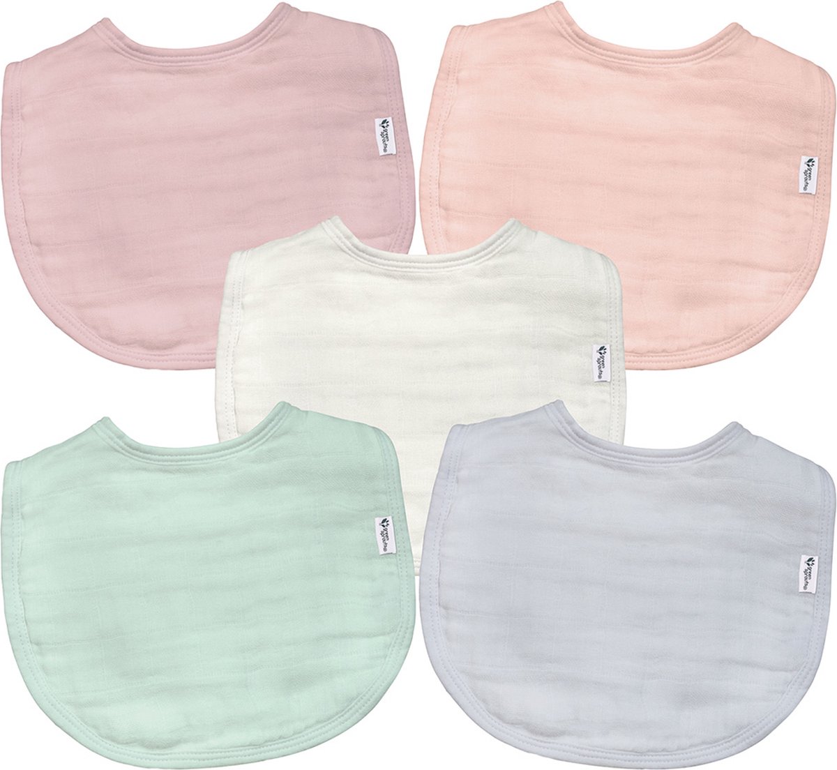 Green Sprouts - Organic Cotton Muslin Bibs | Mousseline Baby Slabben van Biologisch Katoen (5 stuks) - Rose - 0-12 maanden