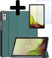Hoes Geschikt voor Lenovo Tab M9 Hoes Luxe Hoesje Book Case Met Screenprotector - Hoesje Geschikt voor Lenovo Tab M9 Hoes Cover - Donkergroen