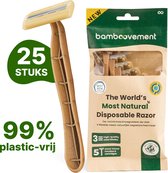Bamboovement Duurzame Scheermesjes (25 stuks) - Wegwerp Scheermesjes voor Mannen & Vrouwen - Zero Waste - 99% Plasticvrij