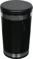 MSV Panier à linge Dubai - métal inox - noir - compartiment 46 litres - 35 x 60 cm