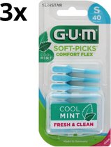 GUM Soft-Picks Comfort Flex Cool Mint Small - 3 x 40 stuks - Voordeelverpakking