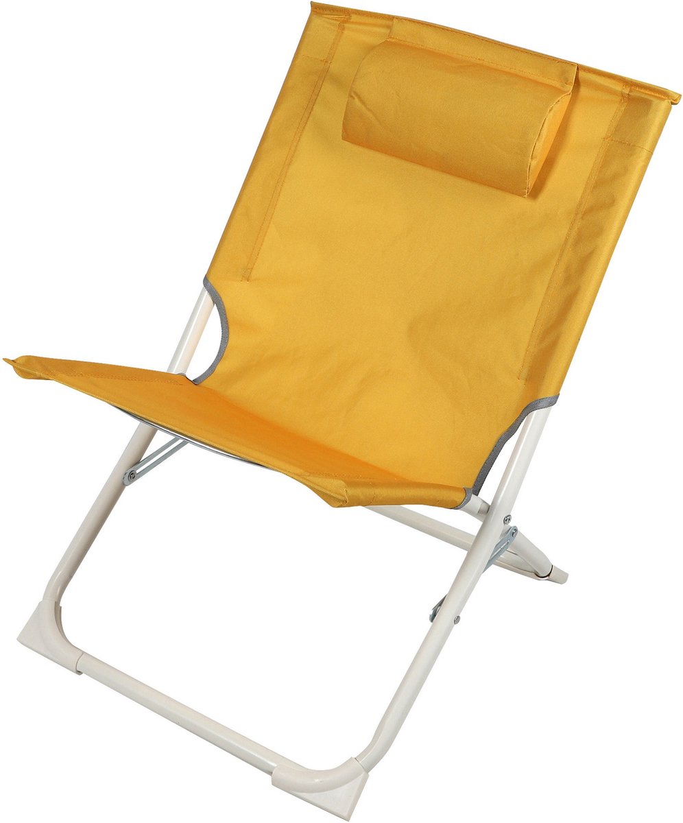 Sunnydays Havana camping/strand stoel - aluminium - inklapbaar - geel - L49 x B62 x H61 cm